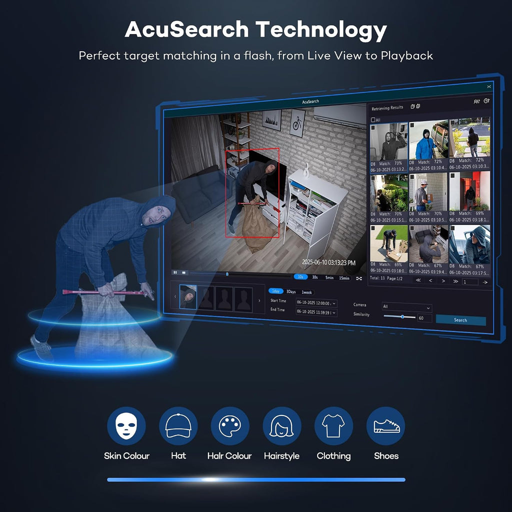 ONWOTE Face Recognition & AcuSearch, 12MP NVR 16 Channel PoE Security Camera System, 12x 6MP Color Night Vision IP Cameras, 4K 6K 16CH Commercial NVR, Total 960ft Cables, Wired CCTV for Business Home