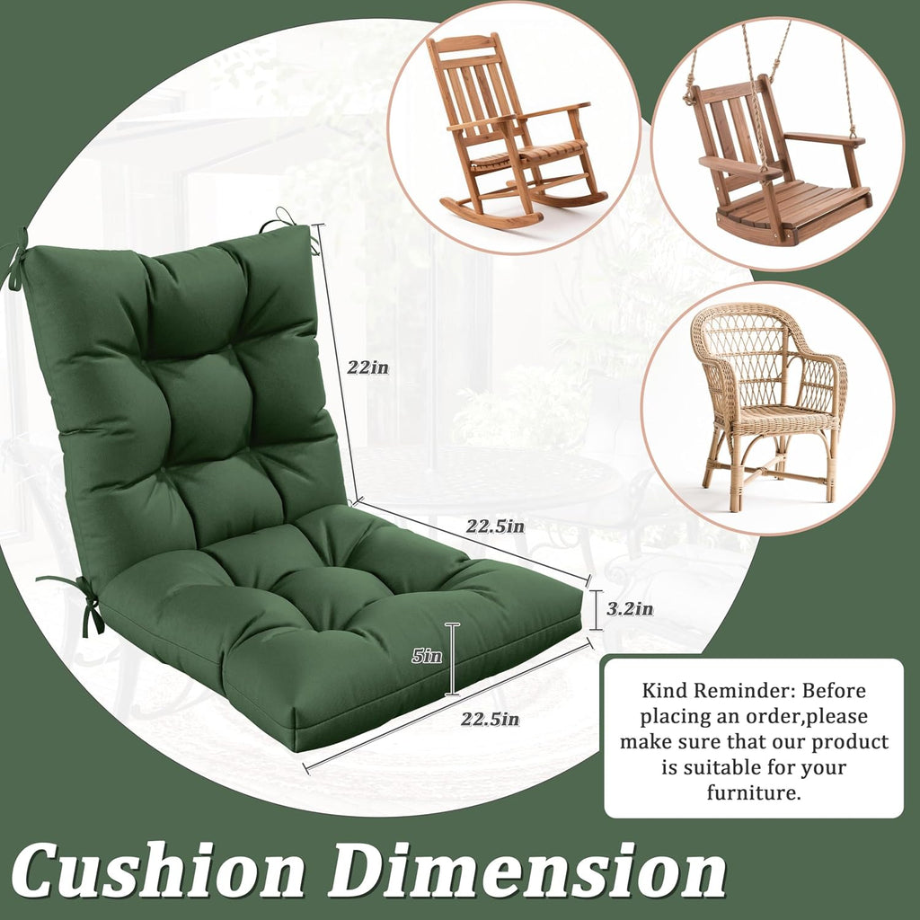 Patio Seat&Back Chair Cushions for Outdoor Furniture，Comfortable Cushions for Rocking/Dining/Lawn Chair-Set of 2