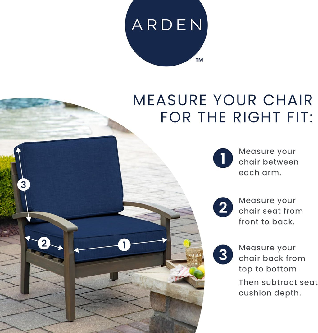 ARDEN Oceantex Indoor/Outdoor Plush Modern Tufted Adirondack Cushion, 2-Pack, 21.5 x 19, Water Repellent, Rain Proof, Fade Resistant Cushion For Rocking Chair Or Adirondack Ocean Blue