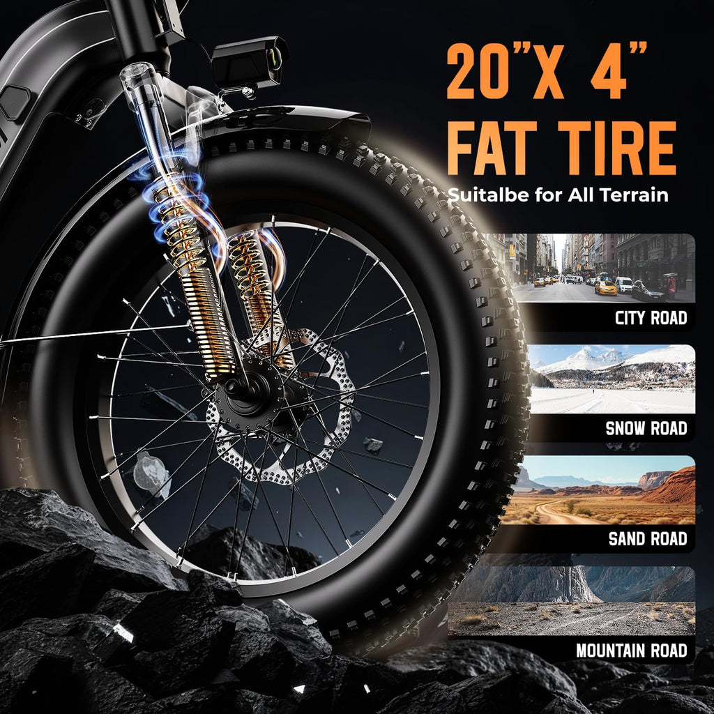 vefreedom 1500W Electric Bike for Adults,48V 20Ah Removable Battery Fast Ebike,Max 70Miles,20' x4.0 Fat Tire Electric Mountain Bike,7-Speed, Step-Thru Commuting Bicycle