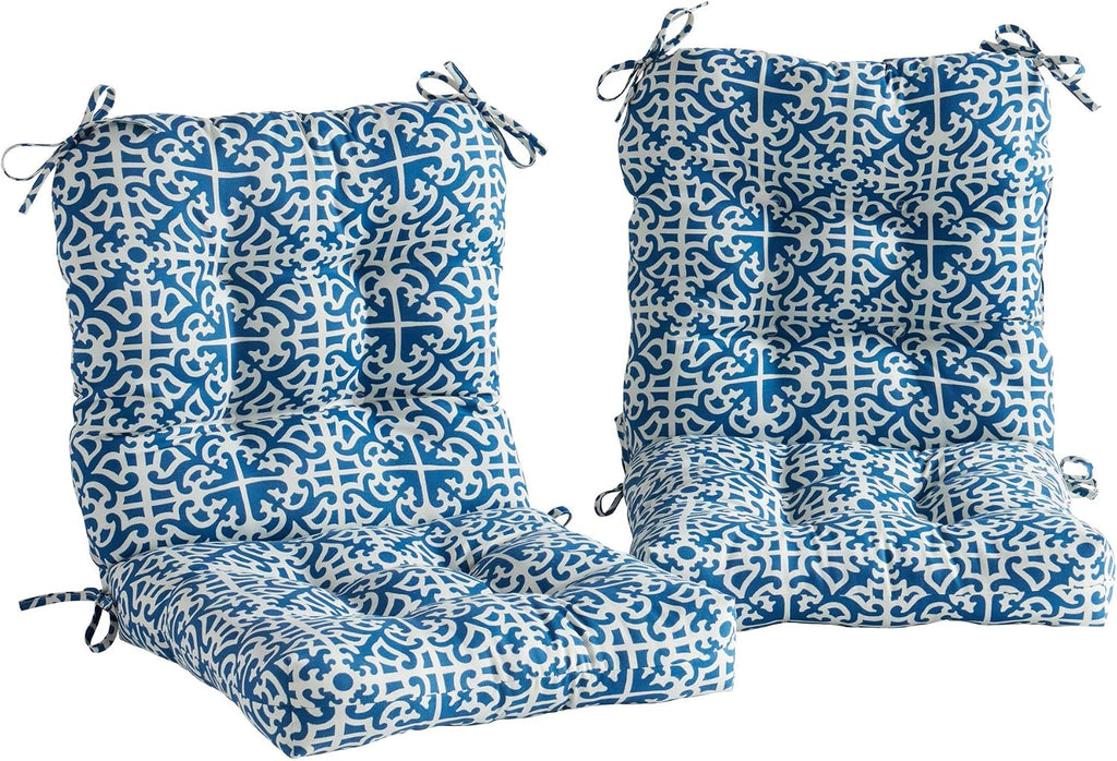 Greendale Home Fashions Outdoor 42x21-inch Seat/Back Chair Cushion (Set of 2), Azure
