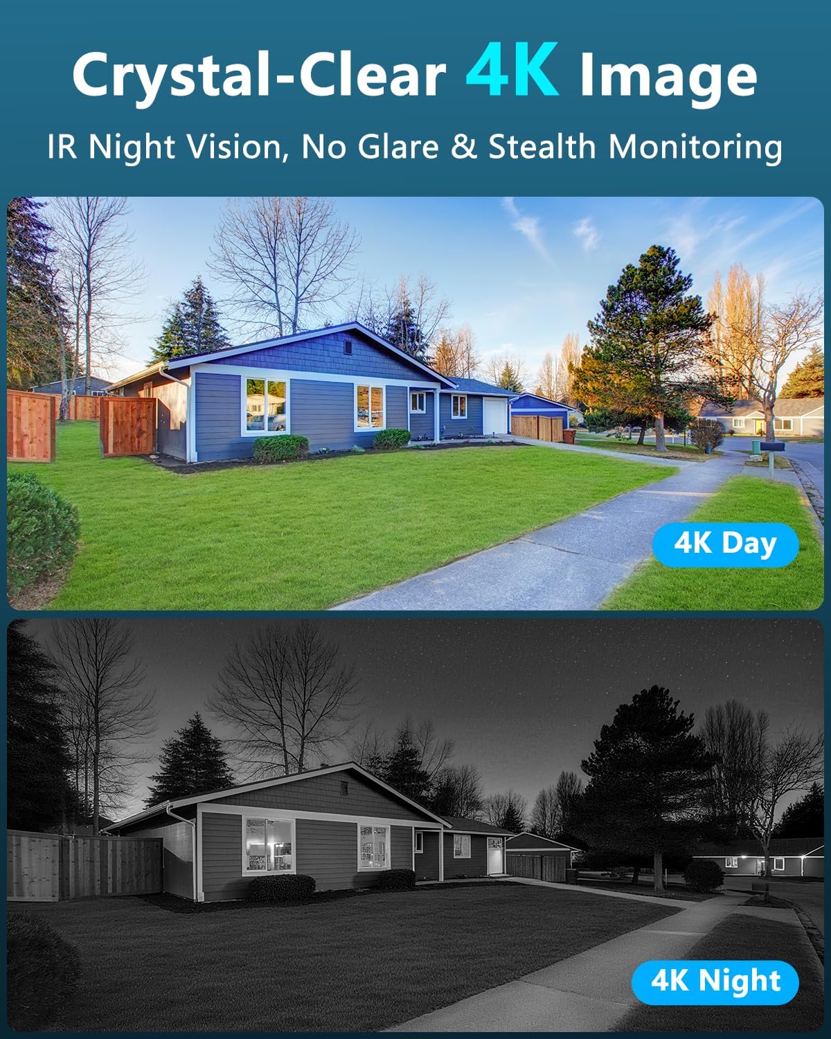 (2026 New) 4K Wireless Security Camera System Outdoor, Long Range +76% WiFi, Dual Antennas Cameras & 4-Antenna NVR, PIR Human Detection, 130° Wide Angle, 2-Way Audio, No Monthly Fee