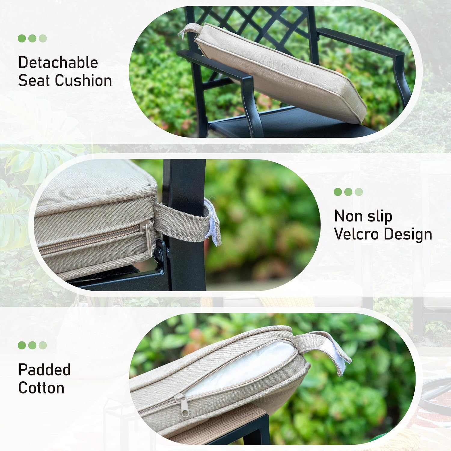 PHI VILLA Swivel Patio Chairs Set of 4 Outdoor Dining Rocker Chair Support 300 lbs for Garden Backyard Bistro Furniture Set with Cushion