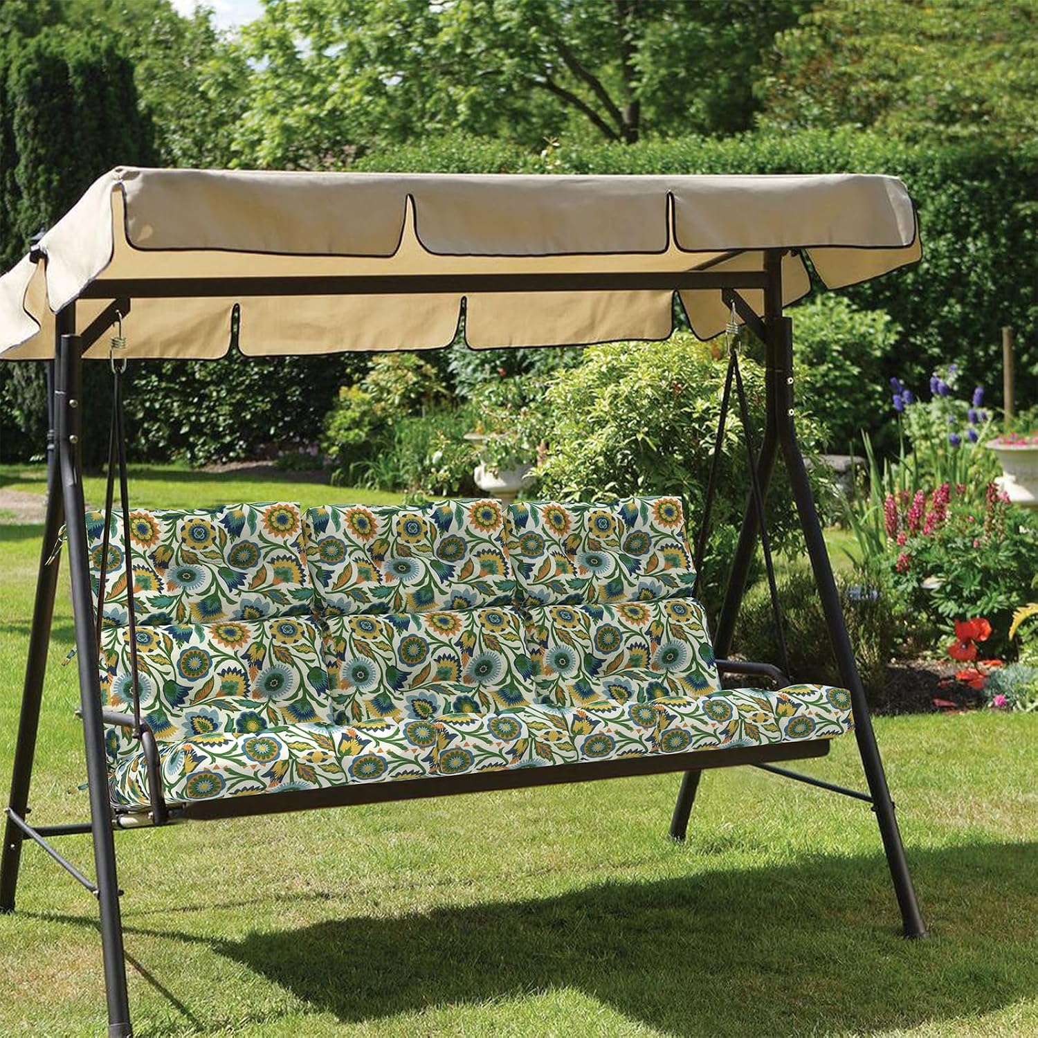 Outdoor High Back Patio Chair Cushions, Fade Resistant & Waterproof Tufted Seat and Back Cushions for Patio Furniture, Patio Chair Cushions 44x22 Inch, Set of 2, Fiesta Floral