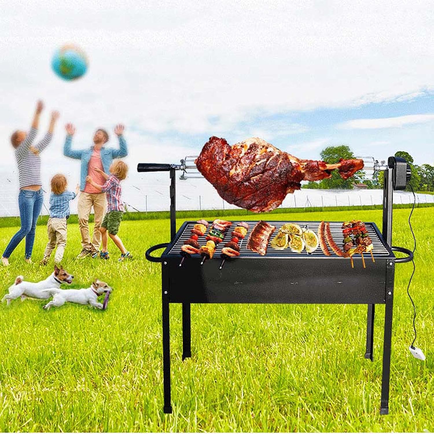 Automatic Household Barbecue Grill with Rotating Motor Roast Lamb Leg Stove, Outdoor Rotating Barbecue Grill Stainless Steel Barbecue Grill