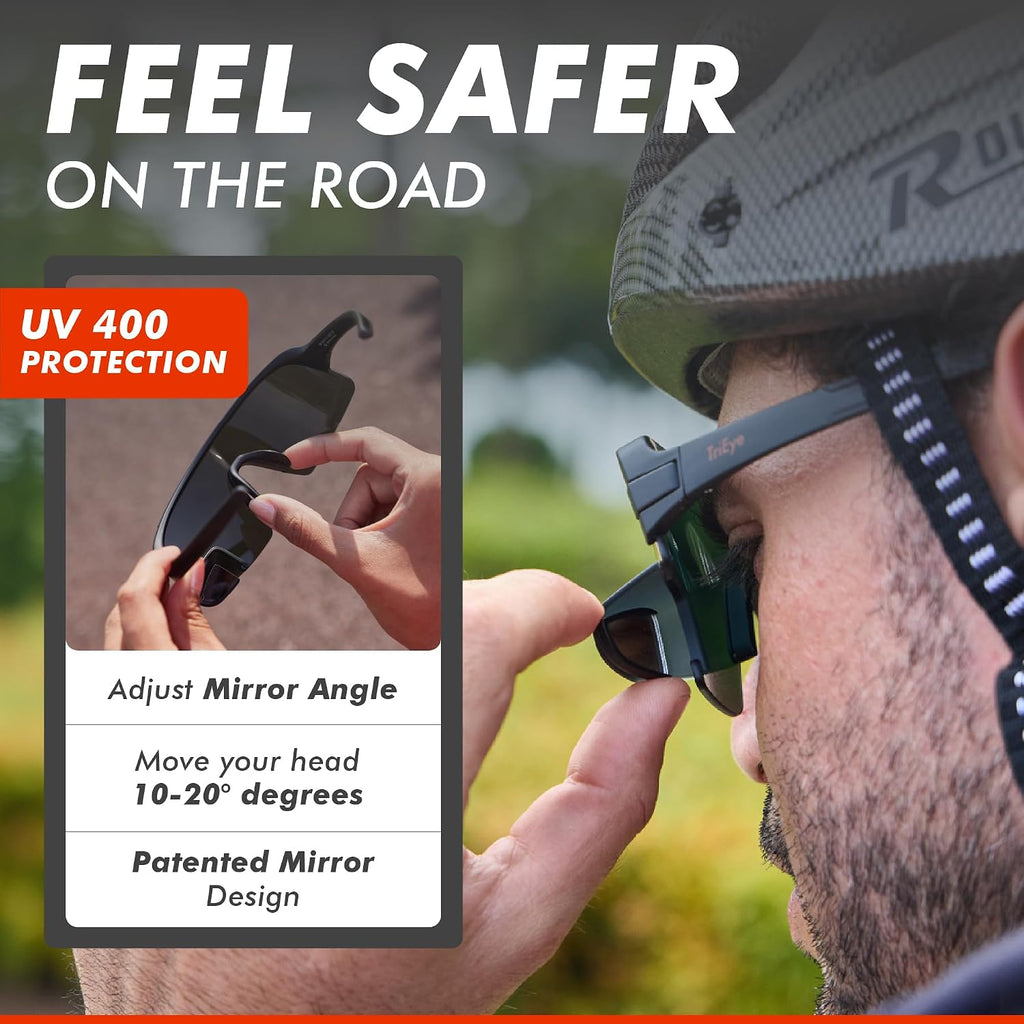 TriEye Cycling Glasses with Rear-view Mirror - Sports Sunglasses for Men & Women - UV-400 Protection