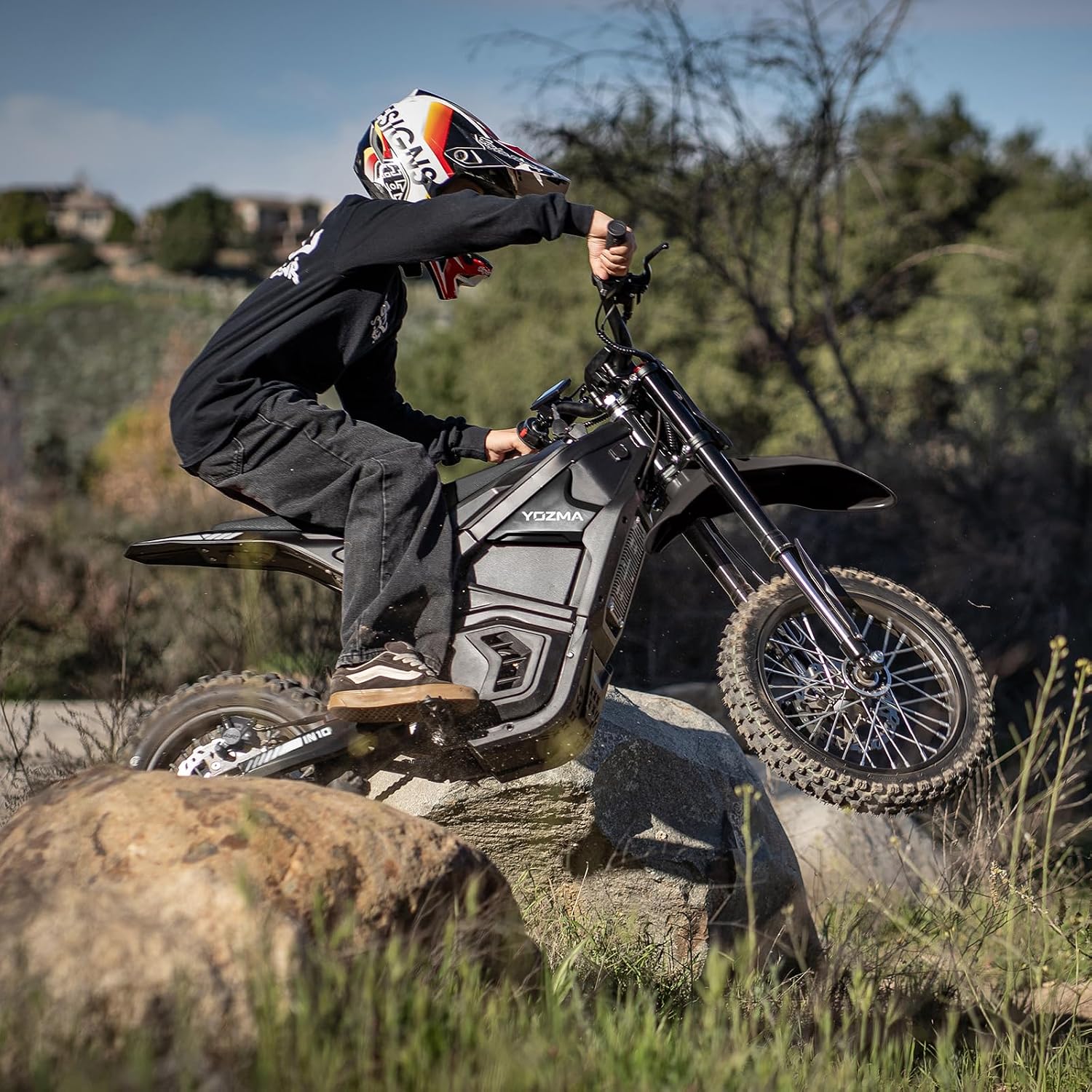 Yozma IN10 Electric Dirt Bike, 2600W 40MPH Electric-Motorcycle with 48V/23AH Battery Ebike, Full Hydraulic Brakes and Suspensions Mountain Off-Road E Dirt Bike, for Teens & Adults (Shadow Black)