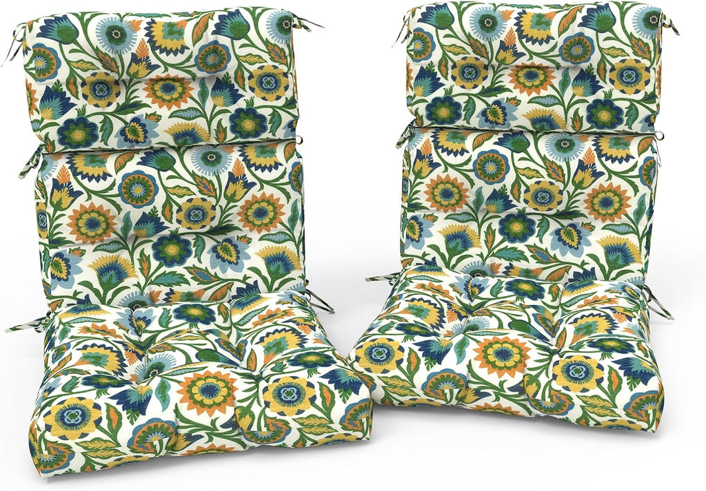 Outdoor High Back Patio Chair Cushions, Fade Resistant & Waterproof Tufted Seat and Back Cushions for Patio Furniture, Patio Chair Cushions 44x22 Inch, Set of 2, Fiesta Floral