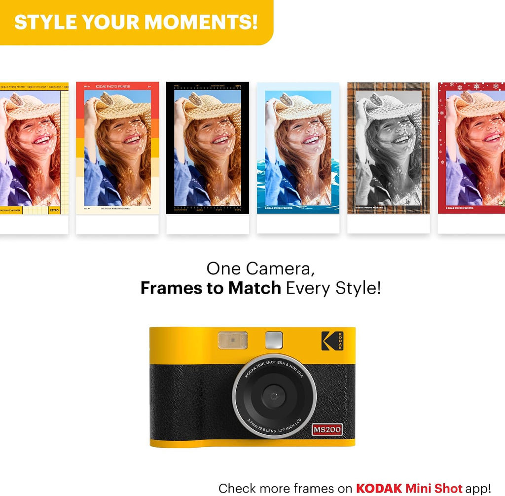 KODAK Mini Shot 2 ERA 2x3' Instant Digital Camera & Photo Printer, 38 Sheets, 2-in-1 Portable Print Camera, Bluetooth Smartphone Printer for iPhone & Android, 4PASS Dye Sublimation, Black