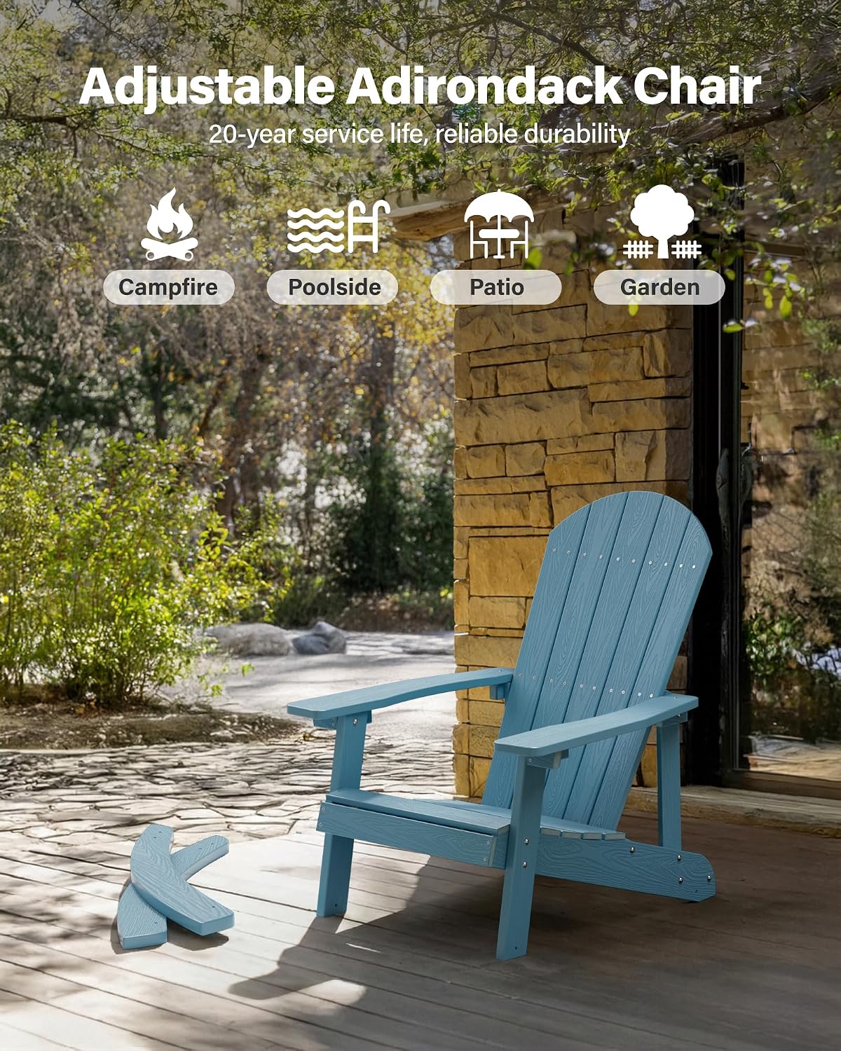 YEFU Outdoor Rocking Chair,Adirondack Rocking Chair,Patio Rocker Chair with Wide Back,Oversized Rocker Chair Look Like Real Wood, for Lawn, Porch, Backyard, Indoor and Garden(Blue)