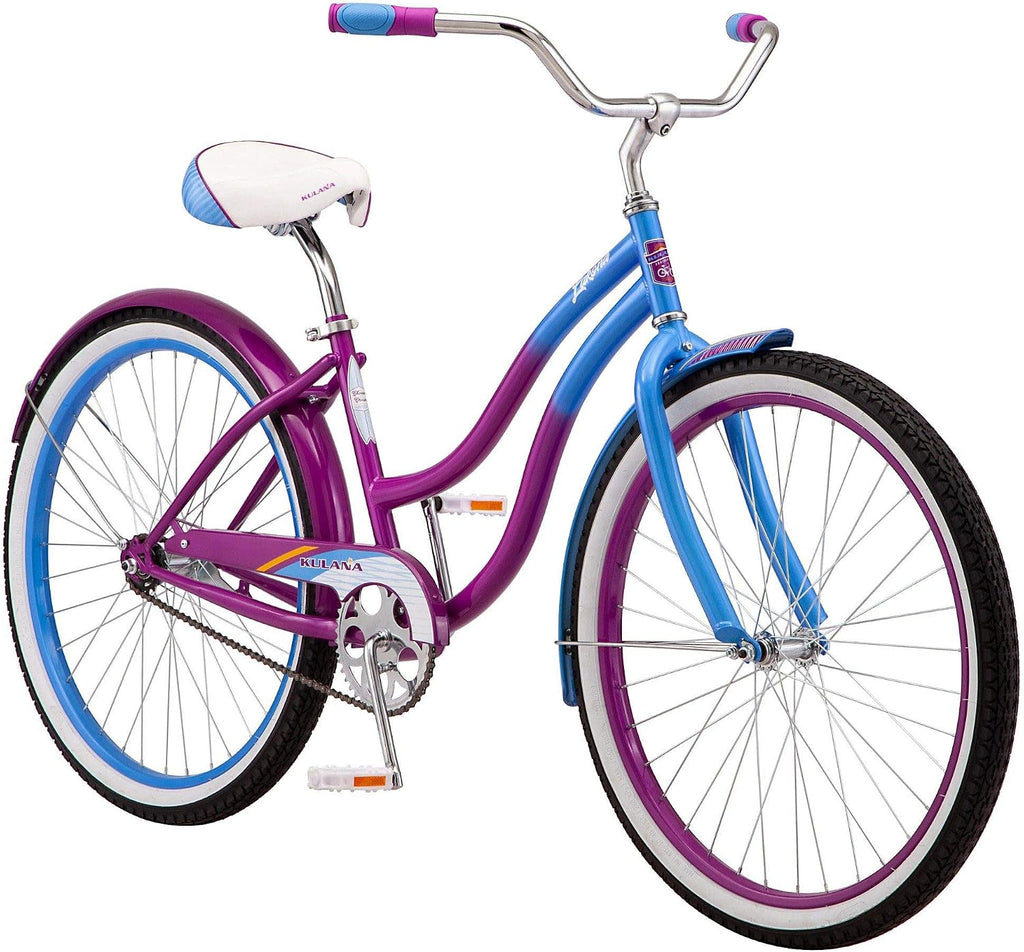 Kulana Lakona Shore, Tide or Wave Cruiser Bike, 20, 24 or 26 Inch Bike for Adults and Youth, 7 or Single Speed Beach Cruiser Bicycle, Rear Coaster Brake, Extra Wide, Cushioned Seat, Fenders