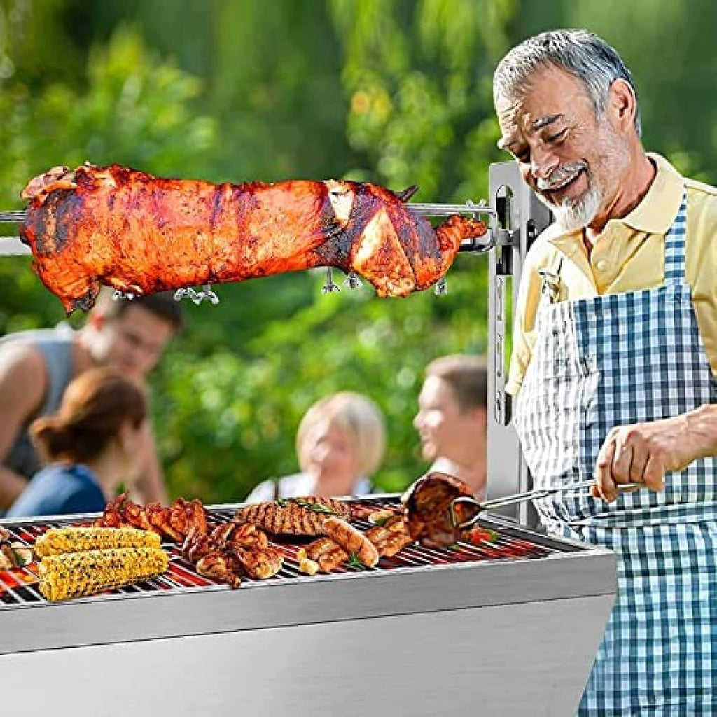 bbq rotisserie grill roaster charcoal roast machine charcoal bearing lamb spit roaster hog roasting machine for outdoor picnic camping height-adjustable,without baffle
