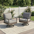 Green4ever Patio Swivel Dining Chairs Set of 2 with 360-Degree Rotating, Metal Outdoor Rocking Chair, All Weather Rattan Patio Chairs for Balcony, Porch, Bistro, Gray