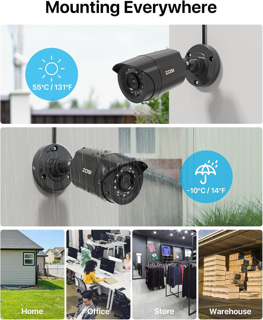 ZOSI 3K Lite Wired Security Camera System Outdoor,8pcs 1920TVL 1080P Surveillance Cameras,80ft Night Vision,8 Channel H.265+ 5MP Lite CCTV DVR with 1TB HDD for 24/7 Recording