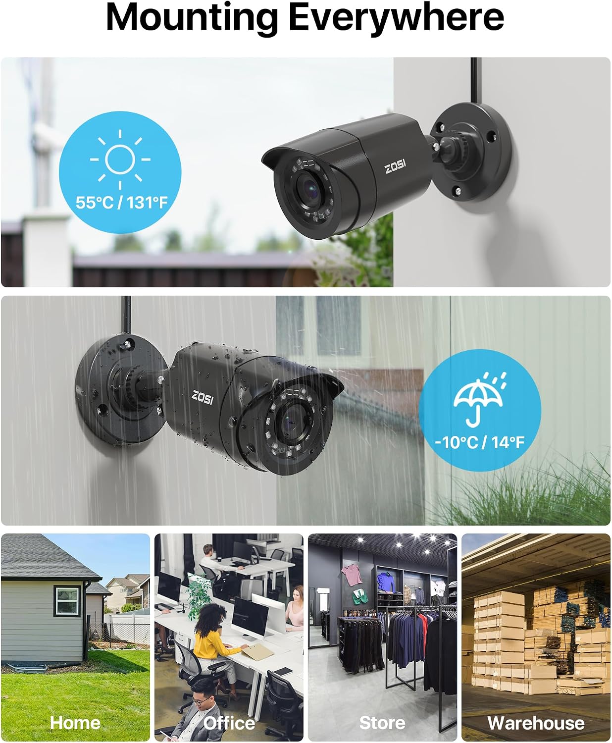 ZOSI 3K Lite Wired Security Camera System Outdoor,8pcs 1920TVL 1080P Surveillance Cameras,80ft Night Vision,8 Channel H.265+ 5MP Lite CCTV DVR with 1TB HDD for 24/7 Recording