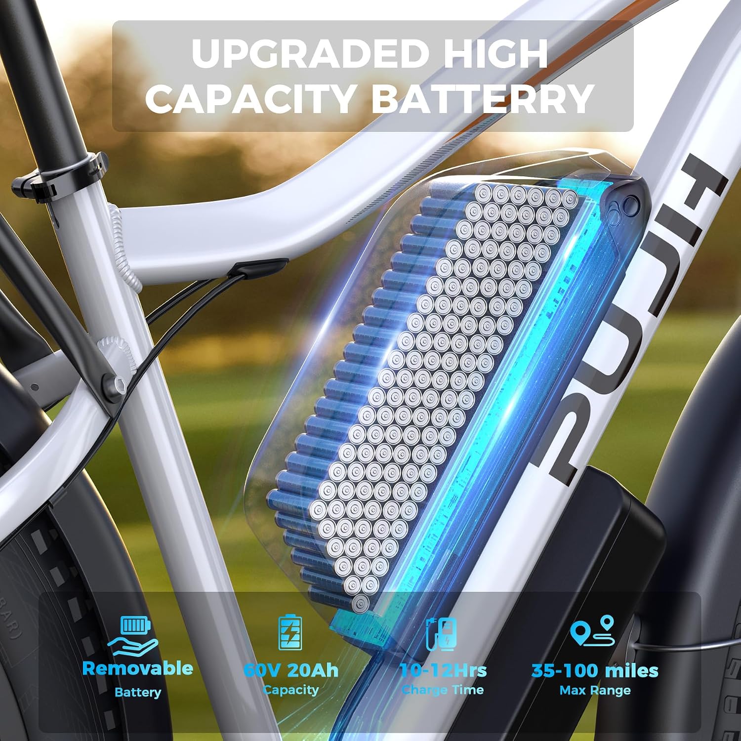 6000W Max 50 MPH up to100 Mile Dual Motor E-Bike for Adults, 60V 1200Wh Long-Lasting Battery with 26' Fat Tire All Terrain Adults with Adventure and Commuting Electric Bike
