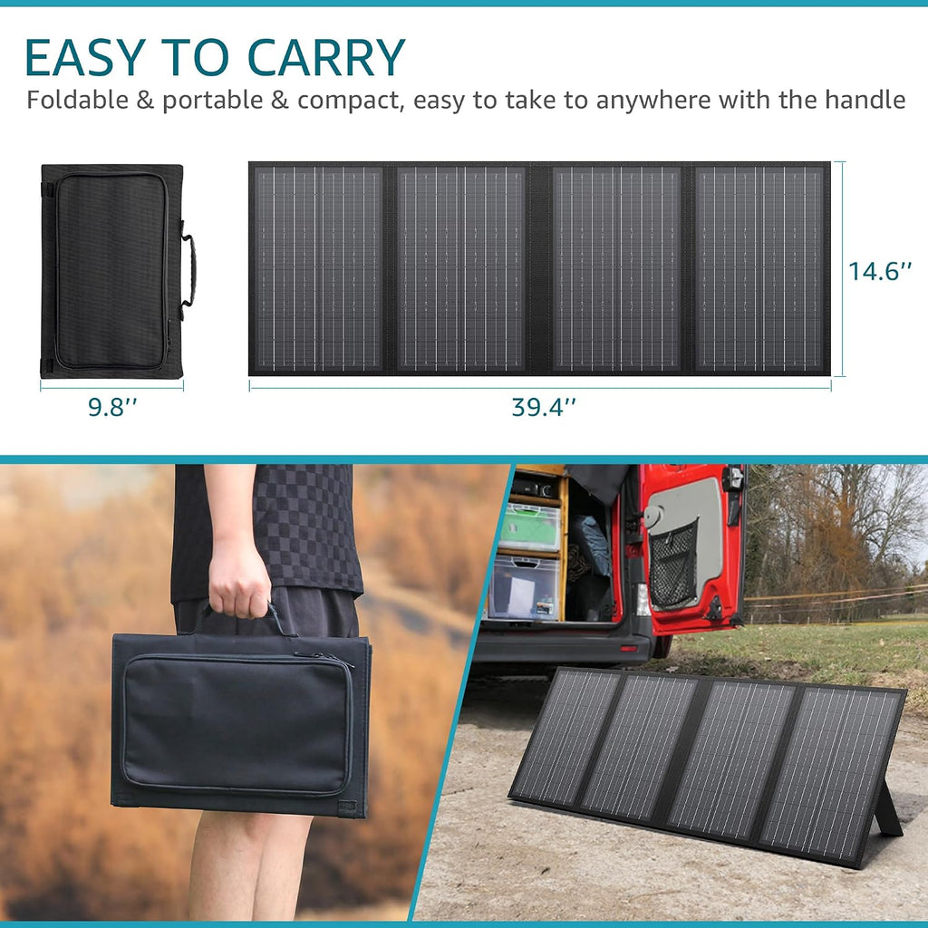 Apowking Portable Power Station Bank 100W with 60W Portable Solar Panels for Camping Van RV Trip