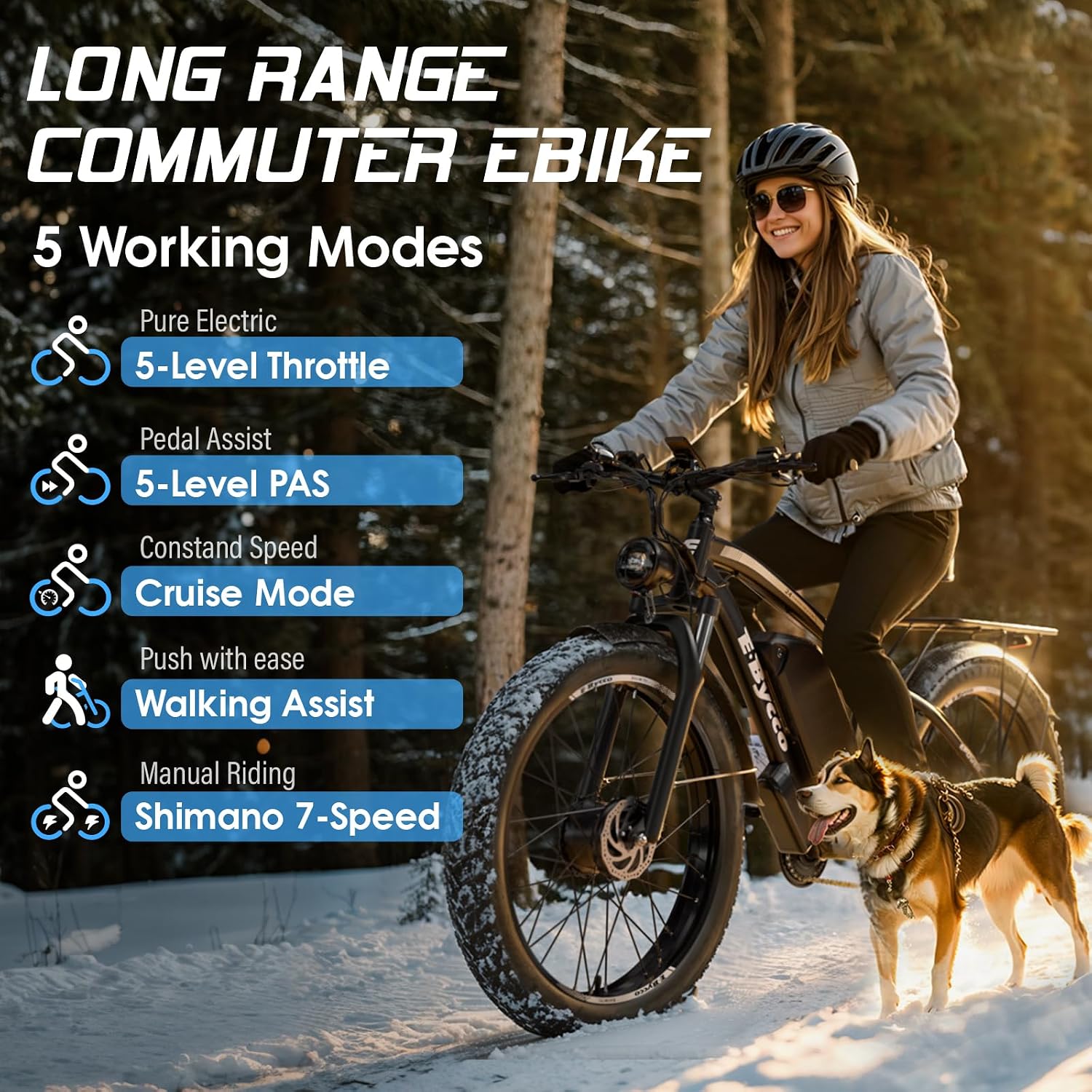 6000W Peak Dual Motor Electric Bike for Adults, 24' Fat Tire Ebikes 52V 32AH, Fast 45 MPH, 100 Miles Long Range, Hydraulic Brake, Pedal Assist Electric Bicycle for Off-Road Mountain Snow Commuter