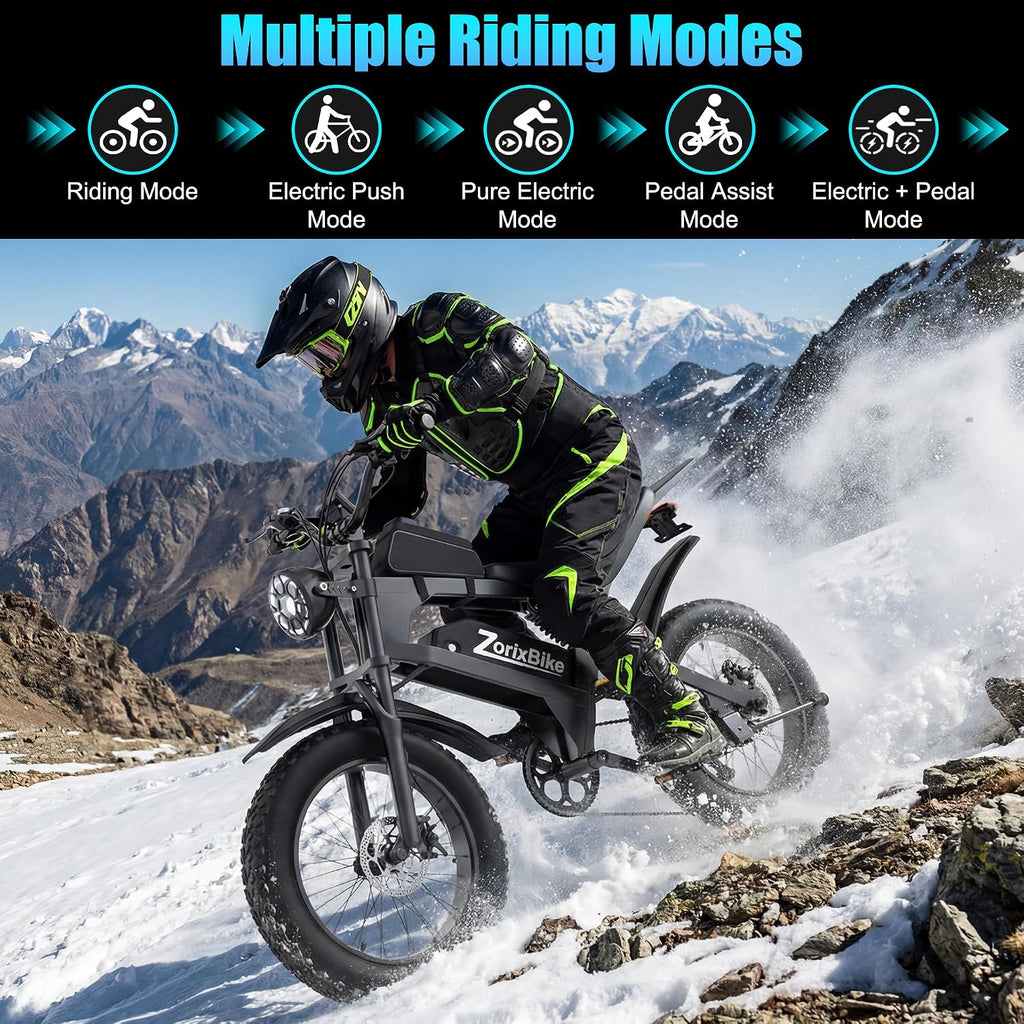 Electric Bike for Adults,48V 20AH - Peak Power 1500/3000W Brushless Motor Electric Bicycle - Max Speed 31-35MPH - Max 80 Miles Range - 20' x 4.0' Fat Tire Dirt E-Bike,7-Speed