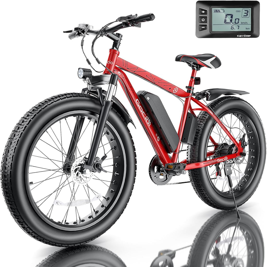 GOCIO 26' Fat Tire Electric Bike for Adults - 48V 750W Powerful Motor, 40 Miles Range, Dual Suspension, All-Terrain E-Bike