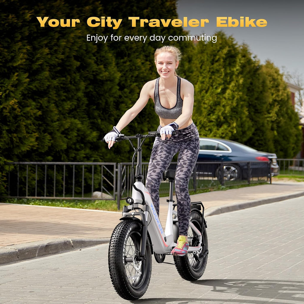 Wooken Electric Bike for Adults, 48V 624Wh Removable Battery Ebike with 60 Miles Long Range, 1000W Peak Brussless Motor, 20×4.0' Fat Tire E Bike,Step-Thru Electric Bicycle, SGS Certified to UL 2849