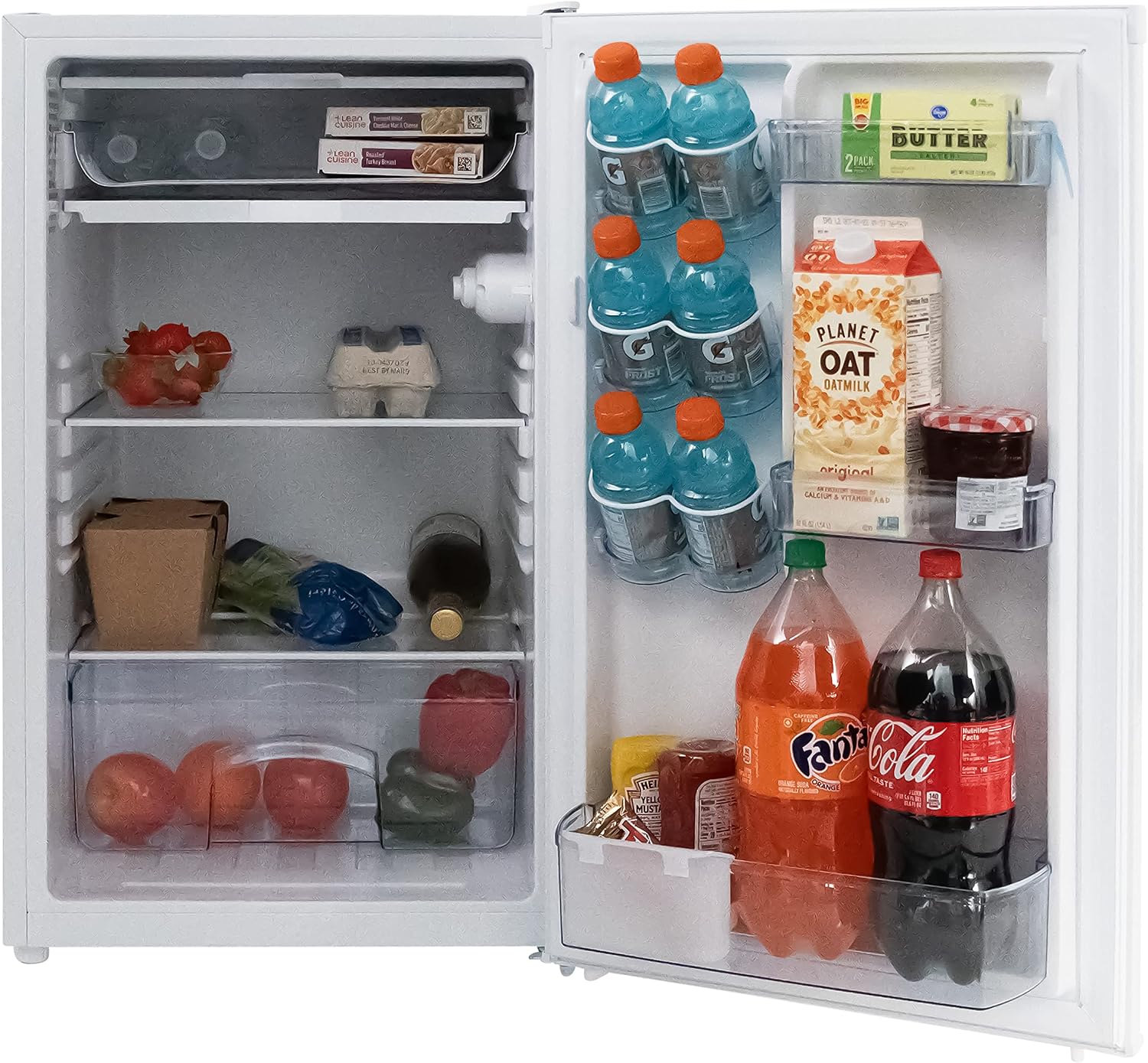 West Bend Mini Fridge for Home Office or Dorm, Features Single Reversible Door Removable Shelves Manual Defrost and Mechanical Adjustable Temperature Control, 4.4 Cu.Ft, White