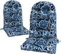 LVTXIII Outdoor Adirondack Chair Cushions, 44x19x4 Inch Non-Slip High Back Rocking Chair Cushion, Tufted Seat Cushion for Patio Furniture, Set of 2, Flower Navy