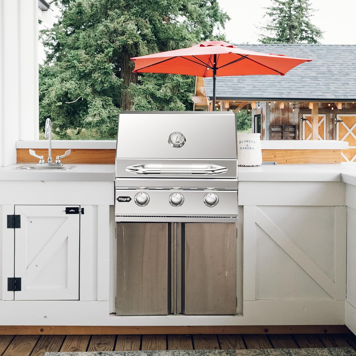 Hygrill STD Series Heavy Duty 3-Burner Built In Grill, Stainless Steel Grill Head for Outdoor Kitchen, Liquid Propane