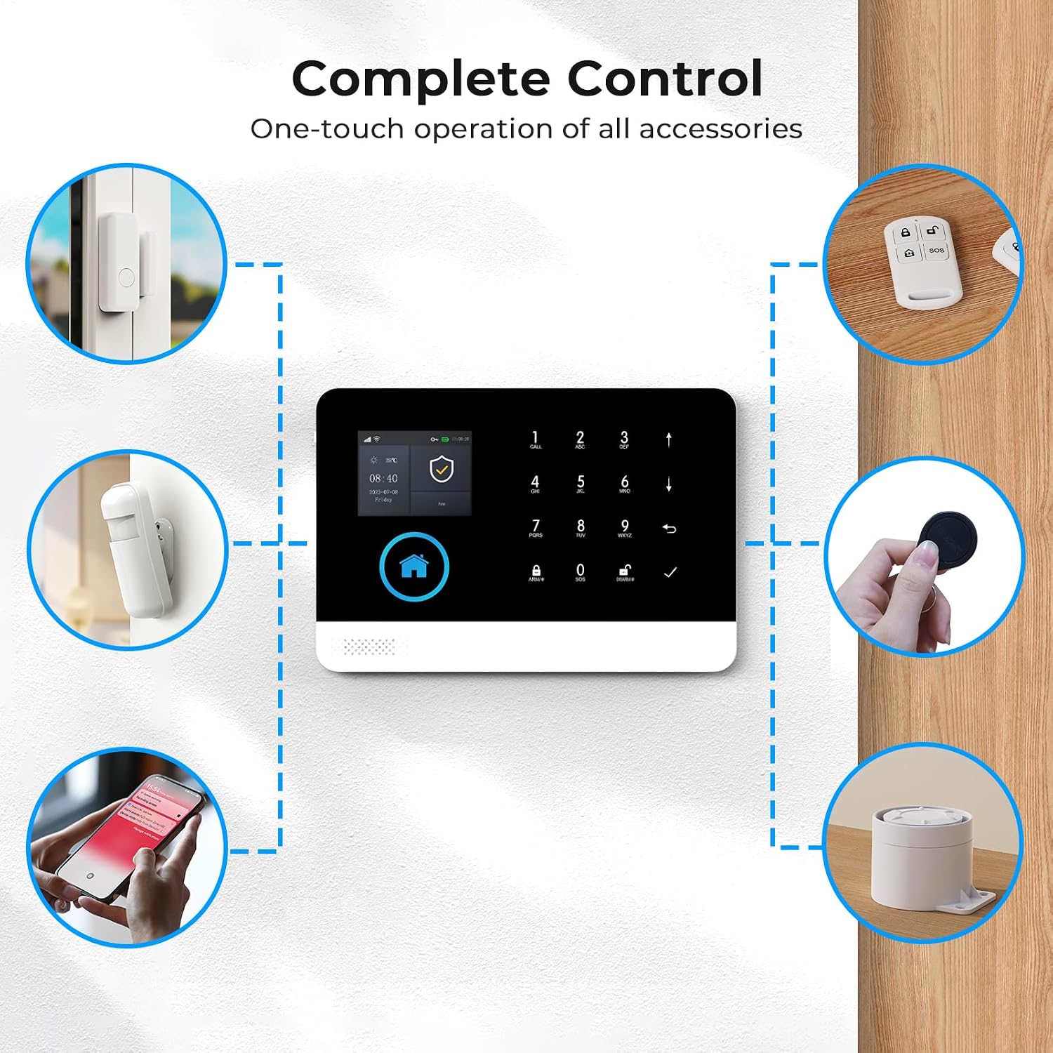Alarm System for Home Security, WiFi Wireless Security System GSM Home Alarm 24 Piece Kit with Siren, PIR Motion Sensors, Remote Controls, Window/Door Sensors (Tuya and Smart Life APP)