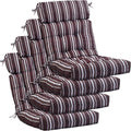Barydat 4 Pcs Tufted High Back Chair Cushion Indoor Outdoor Seat and Back Cushions Palm Leaves Tropical Plants Lawn Rocking Chair Pads with Ties for Adirondack Patio Garden(Brown Stripes)