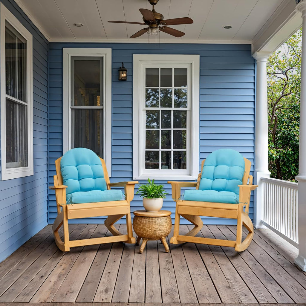 Sannwsg Adirondack Chair Cushion Set of 4, Rocking Chair Cushions, High Back Patio Cushions, Thickened Weather Resistant Patio Cushion with 6 Ties, Non Slip Fade & Waterproof