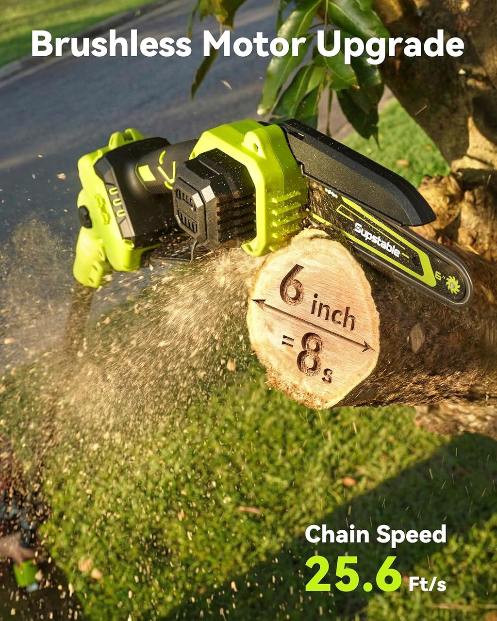 Supstable Cordless Pole Saw & Hedge Trimmer 6-in-1, Mini Chainsaw Cordless/Electric Hedge Trimmer with Extension Pole, 15Ft Reach, Extendable Tree Pruner, Bush Trimmer Limb Branch Cutter, Grass Shears
