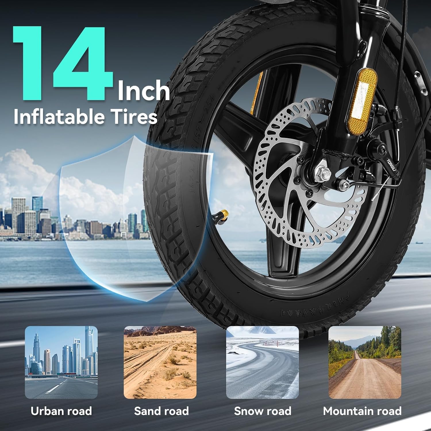 Electric Bike for Adults Teens, Commuter City Folding ebike with 560W Motor and 48V Battery, 24MPH 3-Level Pedals Assist, Dual Disc Brakes,14' Compact Foldable Electric Bicycle with UL2849 Certified