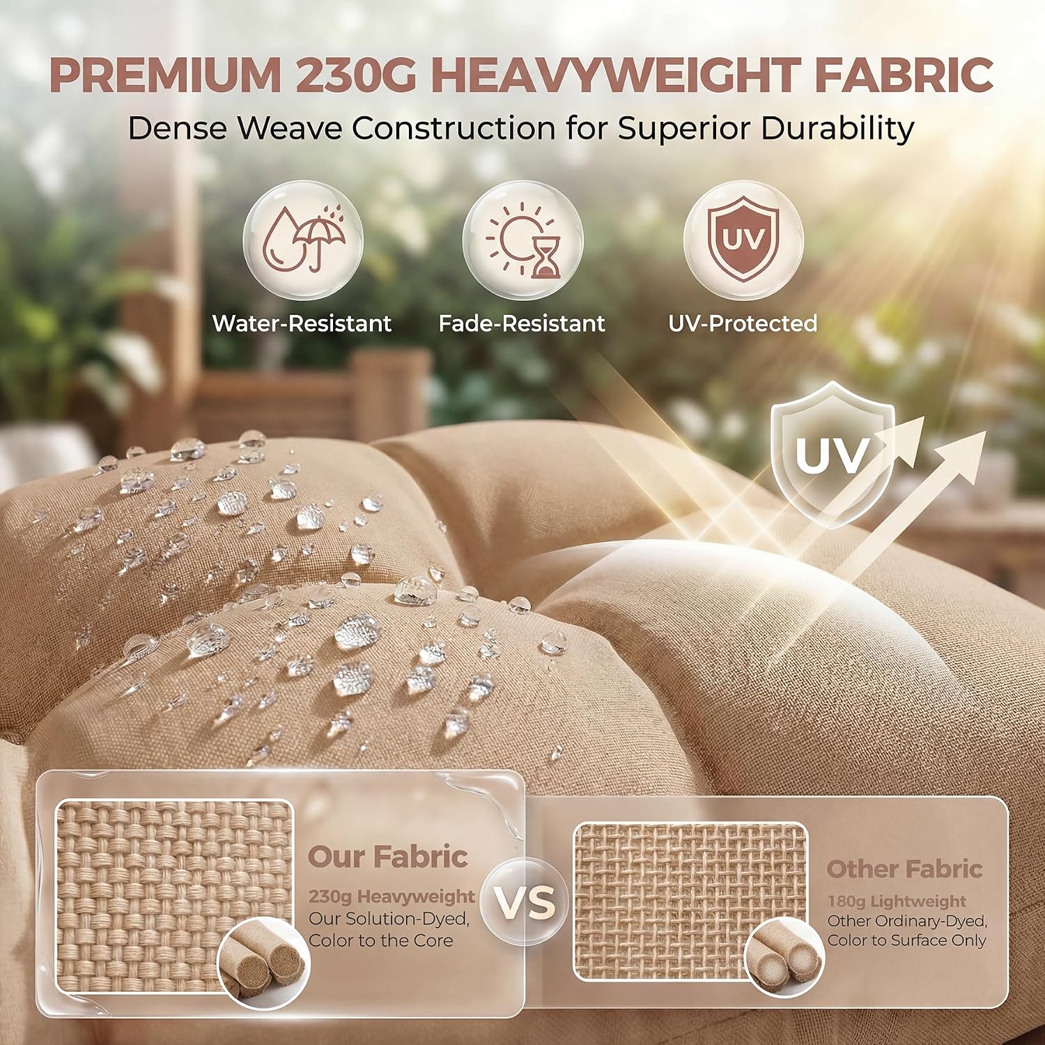 BULEXYARD Double Papasan Rocking Chair Outdoor, 2 Person Oversized Wicker Patio Egg Rocking Chair with Cushion, Heavy Duty Comfy Loveseat for Balcony, Porch, Garden (Brown, 2 Seats w/Ottoman)