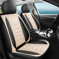 FREESOO Car Seat Covers Leather Seat Cover Full Set Automotive Seat Cover Protector Accessories Airbag Compatible Universal Fit for 5 Seats Black Beige