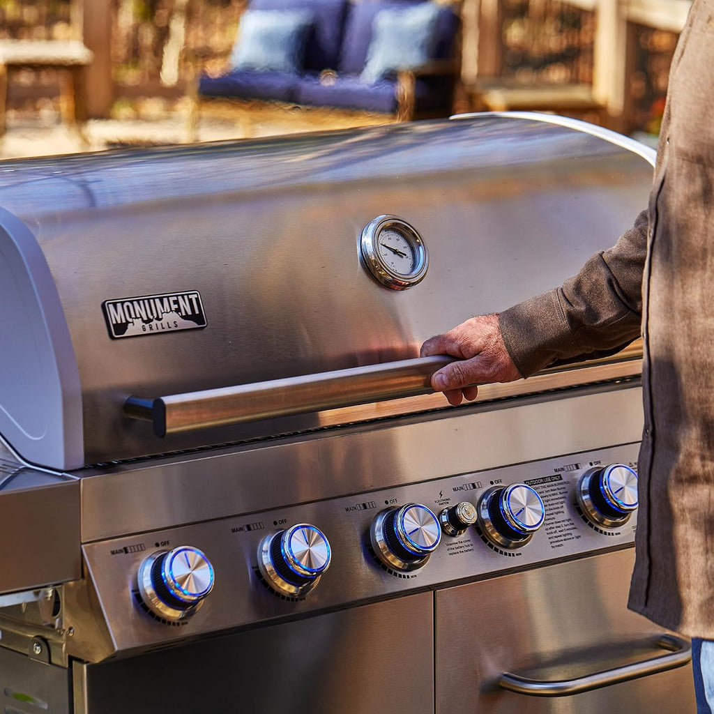 Monument Grills 77352 6-Burner Stainless Steel Cabinet Style Propane Gas Grill with Smoke Box(2 Items)