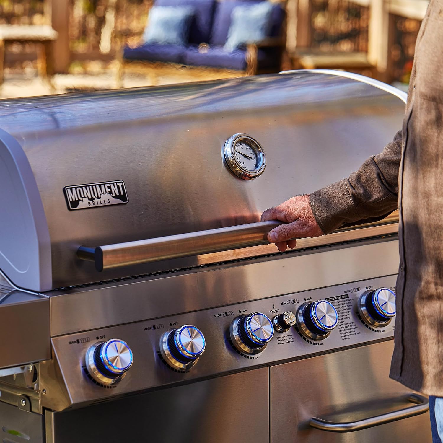 Monument Grills 77352 6-Burner Stainless Steel Cabinet Style Propane Gas Grill with Smoke Box(2 Items)
