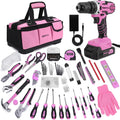 KingTool 267-Piece Tool Kit Set - Pink Tool Set with 21V Cordless Pink Power Drill Driver, Tool kit for Women with Pink Tool Storage Bag, Womens Tool Kit for House, Perfect for Home DIY Projects