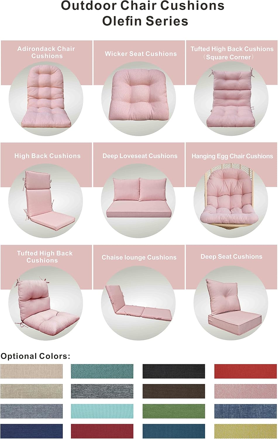 Indoor Outdoor High Back Chair Cushions Replacement Patio Chair Seat Cushions Set of 4 ( Mixed Coral/White)