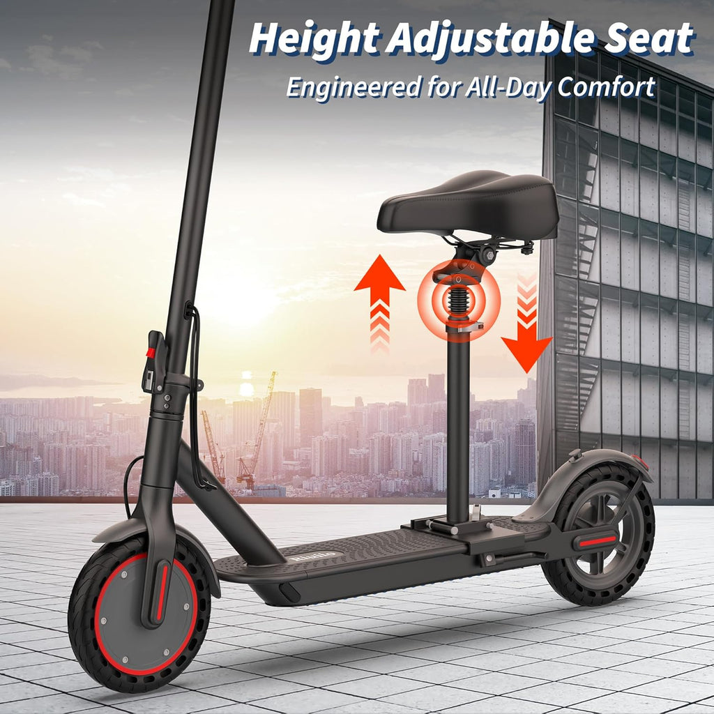 Electric Scooter, 350W-500W Motor, 9 MPH to 22MPH, 10-41 Miles Range, Dual Suspension, Dual Braking, App Control, Foldable Commuter E Scooter for Adults and Teens