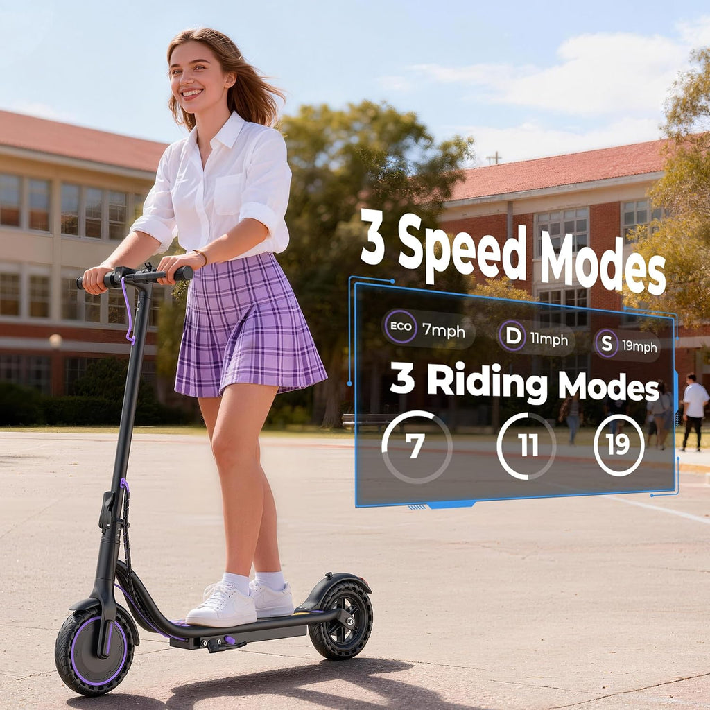 Electric Scooter, 350W-500W Motor, 9 MPH to 22MPH, 10-41 Miles Range, Dual Suspension, Dual Braking, App Control, Foldable Commuter E Scooter for Adults and Teens