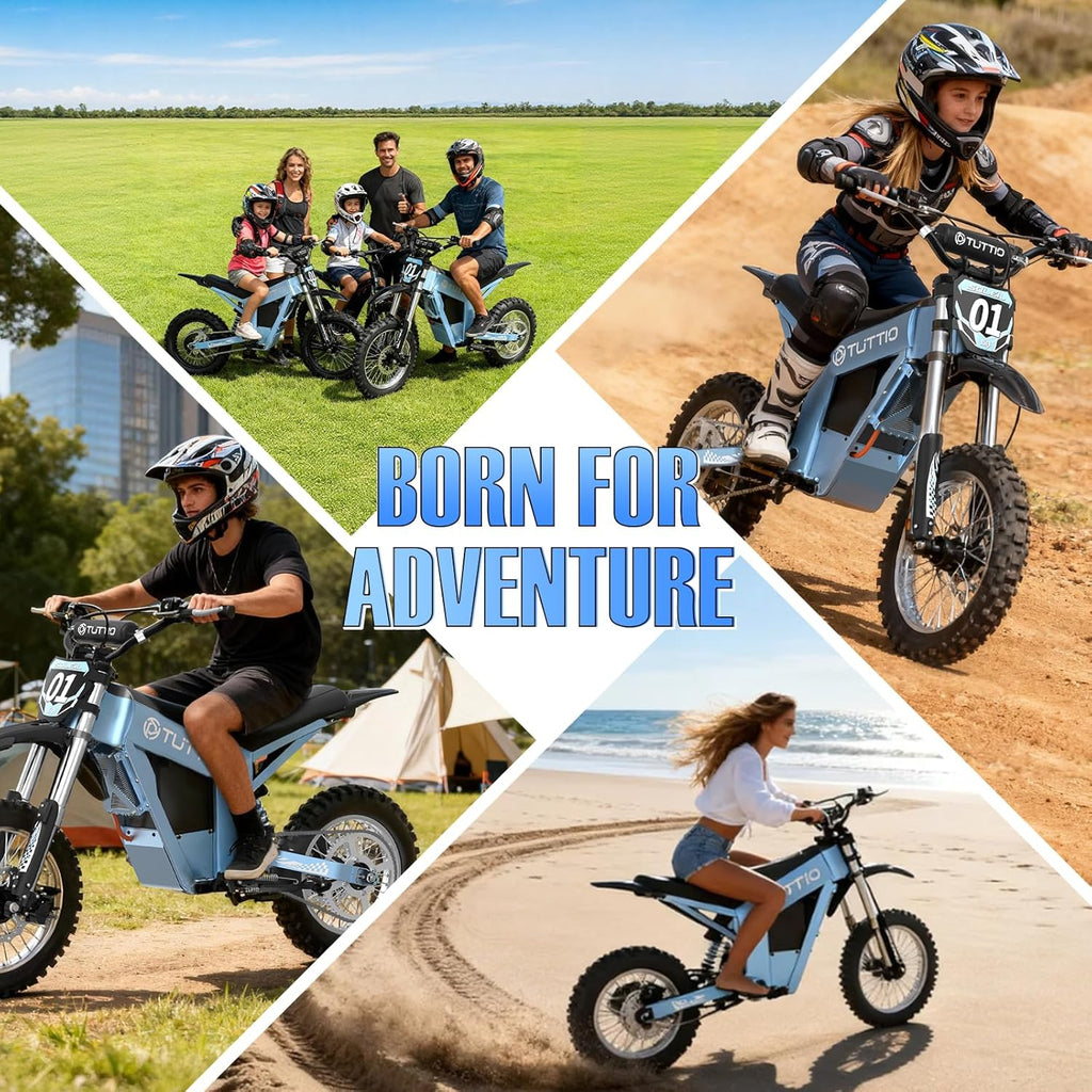 Tuttio Soleil01-GB Electric-Dirt-Bike - 2026 Upgrade 3000W Peak 37MPH E-Bike, 14'/12' Fat Tire E-Motorcycle with 48V 21AH Battery 200NM Mountain Off-Road Dirtbike for Adults Teens