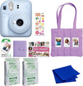 FUJIFILM instax mini 12 Instant Film Camera Holiday Bundle (Pastel Blue) with 2 x Instax Mini Instant Film - Foil Pack and Microfiber Cloth