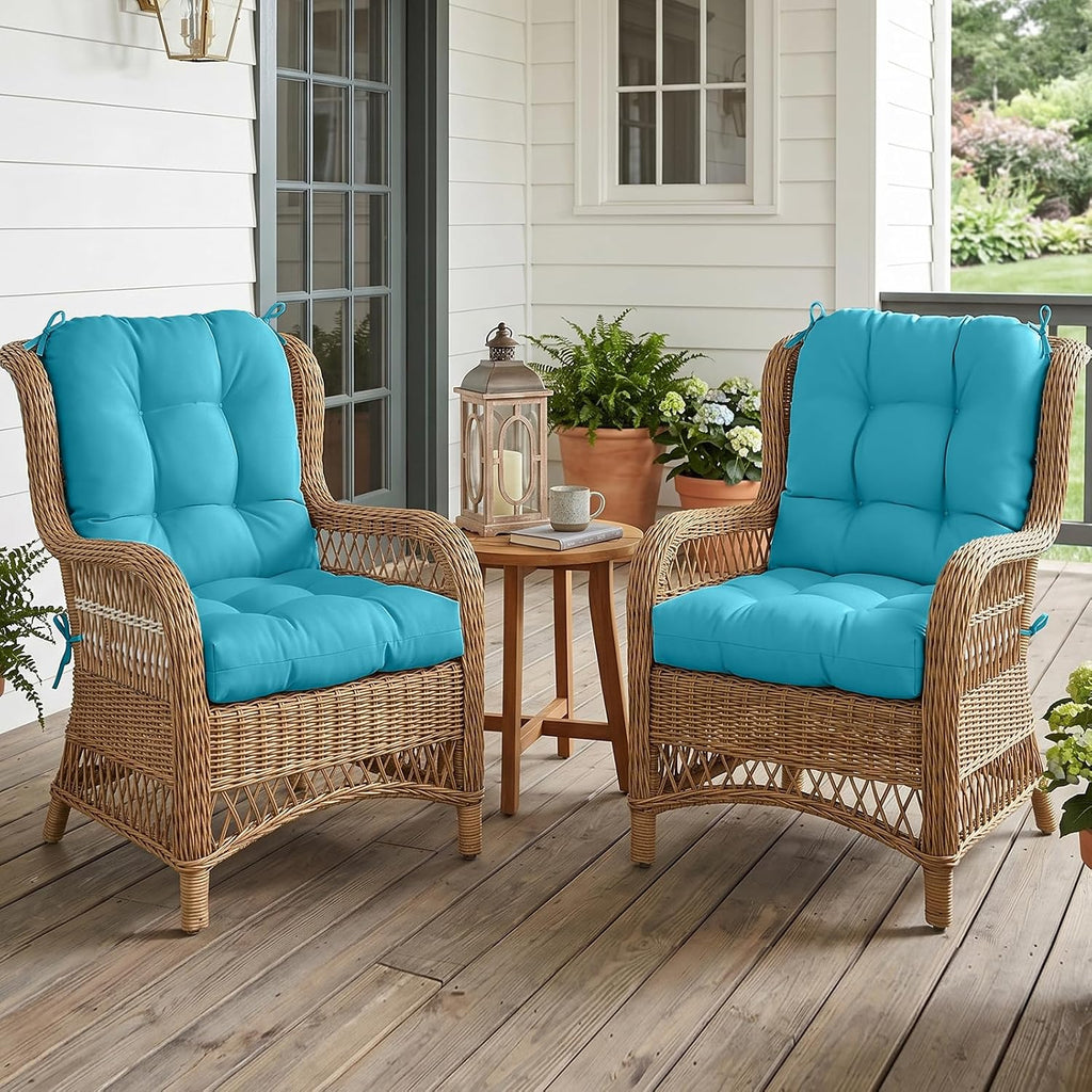 EAGLE PEAK Tufted Outdoor/Indoor Seat/Back Chair Cushions, Set of 2, 42'' x 21'', Blue