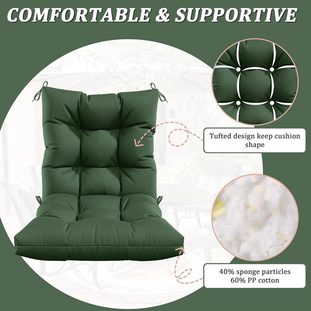 Patio Seat&Back Chair Cushions for Outdoor Furniture，Comfortable Cushions for Rocking/Dining/Lawn Chair-Set of 2