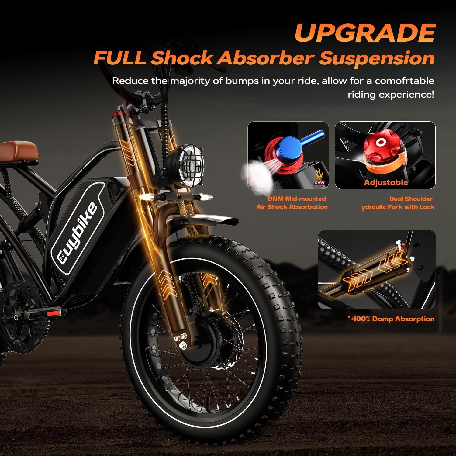 EUYBIKE Electric Bike for Adults, 2000W/3000W Peak Single/Double Motor with 48V/52V 25AH/30AH Battery, 20'x4.0' Fat Tires 35MPH/37MPH Ebike, Dual Hydraulic Disc Brake Full Suspension Electric Bicycle
