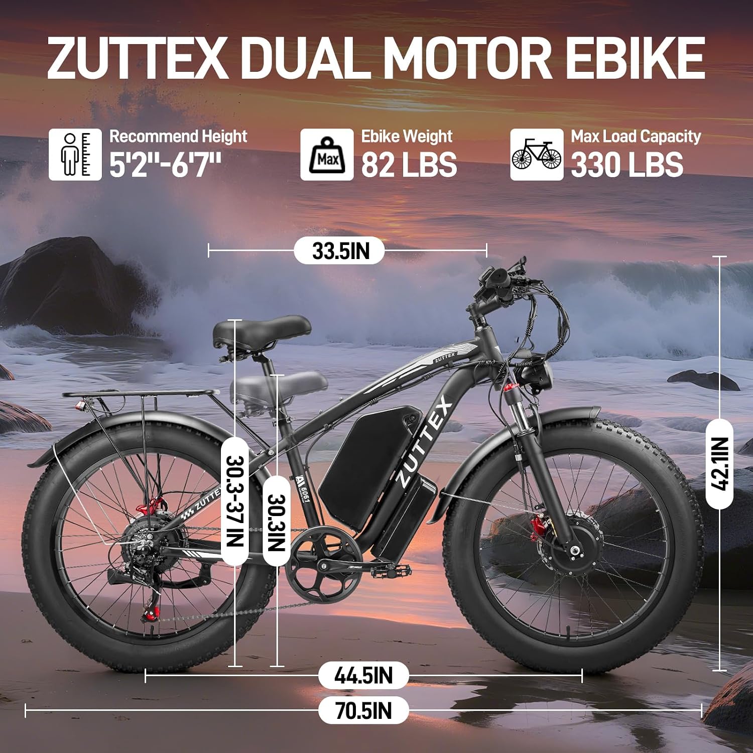 58V Max-Output Dual Motor Ebike, Peak 9000W for Adults 36AH Battery 47MPH 105 Miles Range 24 Inch Fat Tire Electric Bike LCD Display for Man Women