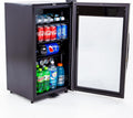 Avanti Beverage Cooler with Glass Door 108 Can Mini Refrigerator with Lock for Beer Soda Water Wine with Adjustable Shelves Digital Temperature Control and Interior Lighting, 3-Cu.Ft., Metallic
