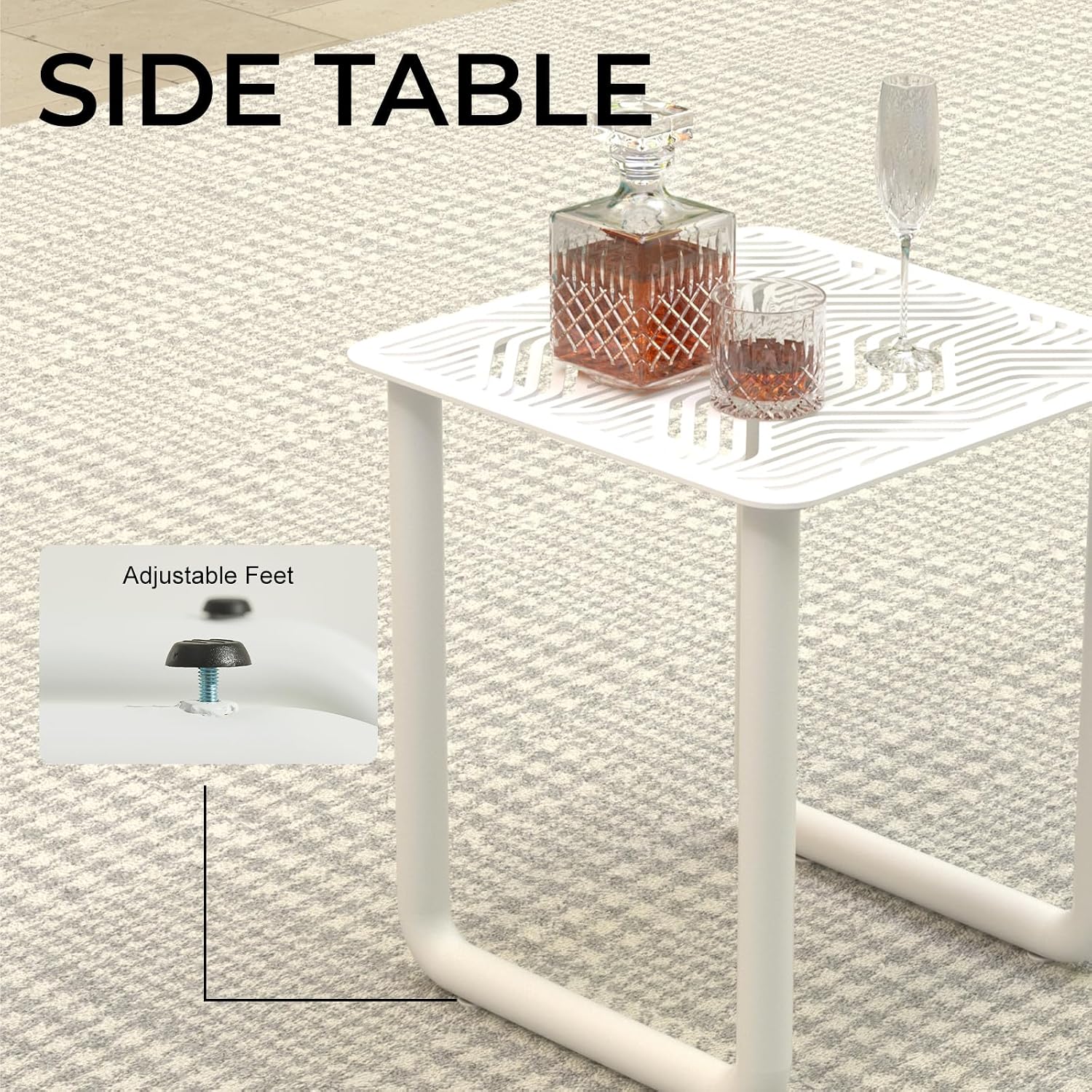 3 Piece Patio Outdoor Aluminum Swivel Rocking Chair with Coffee Table and 6.7' Thickened Cushions, All Weather Outdoor Furniture Chairs for Garden, Poolside, Deck-White