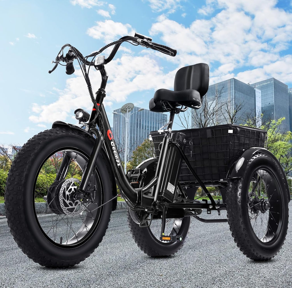 Geemax Electric Tricycle for Adults, 20' x 4.0 Fat Tire Electric Trike, Peak 750W 25MPH 36V 13Ah Lithium Battery UL Certified, Premium 80% Assembled Foldable 3 Wheel Electric Bicycle